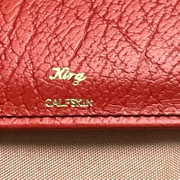 Vintage King calfskin wallet with kisslock poppy red, 1950-1960s retro ladys - Picture 8 of 16